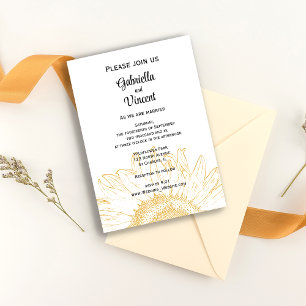 Convites Casamento Gráfico de Girassol Amarelo