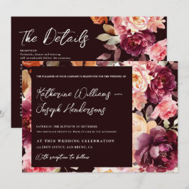 Convites Casamento Grafismo Script Burgundy Detalhes