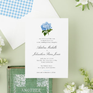 Convites Casamento Grandmillennial com Hortênsia Azul
