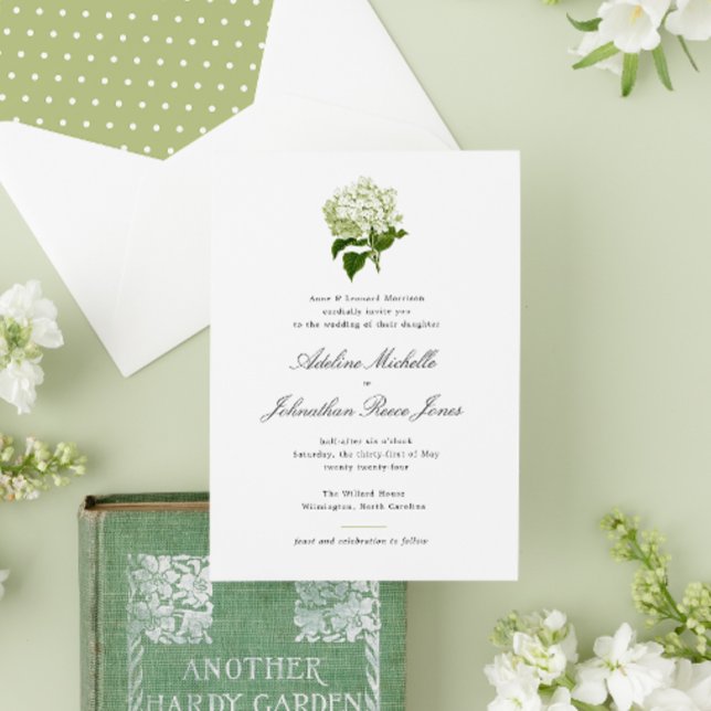 Convites Casamento Grandmillennial com Hortênsia Branca (Criador carregado)