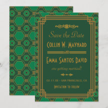 Casamento Green Art Deco Salve A Data