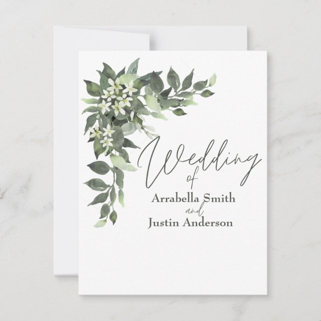 Convites Casamento Greenery Eucalyptus Buquê Watercolor (Frente)