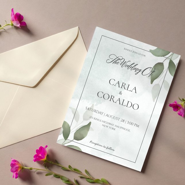 Convites Casamento Greenery Minimalista (Criador carregado)