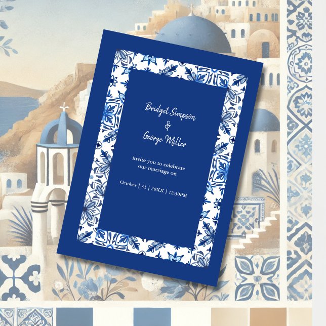 Convites Casamento Grego Azul de Santorini (Criador carregado)