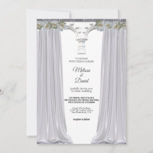 Convites Casamento Grego Floral Branco Elegante Arco