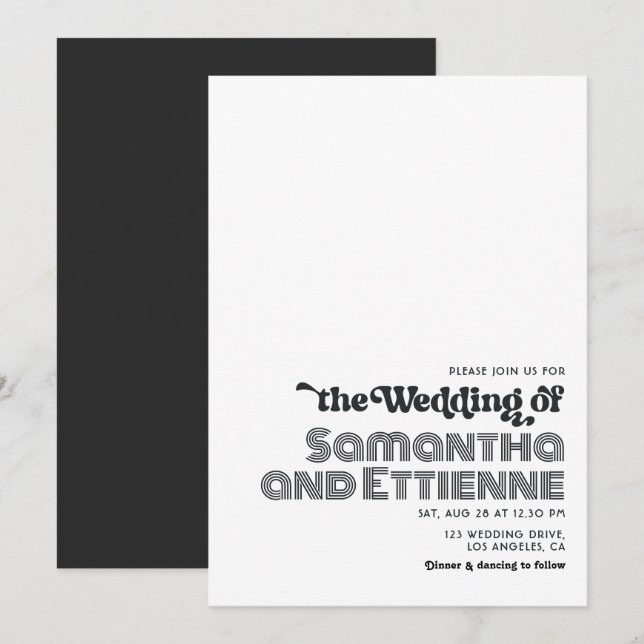Convites Casamento Groovy Retro Vibes (Frente/Verso)