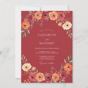 Convites Casamento Harmonia Flor Burgundy
