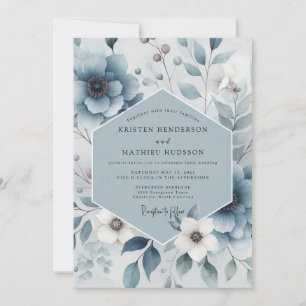 Convites Casamento Harmonia Floral Azul Ardósia