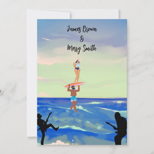 Convites Casamento Harmonioso da Melodia do Amor Oceano Ser (Frente)