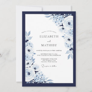 Convites Casamento Harmonioso de Inverno em Azul Marinho