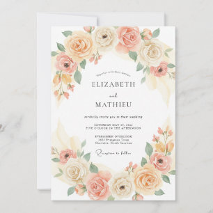 Convites Casamento Harmonioso de Primavera em Pêssego