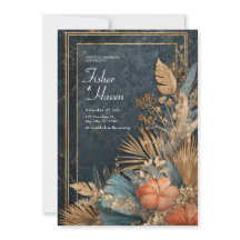 Casamento Hibisco Tropical Azul Esverdeado Dourado