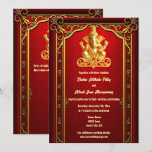 Casamento hindu com ganesha-dourada-vermelha india