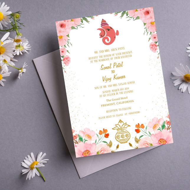 Convites Casamento Hindu de Ganesha (Criador carregado)