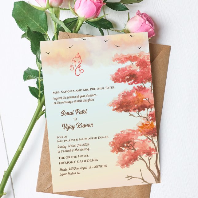 Convites Casamento Hindu de Ganesha (Criador carregado)