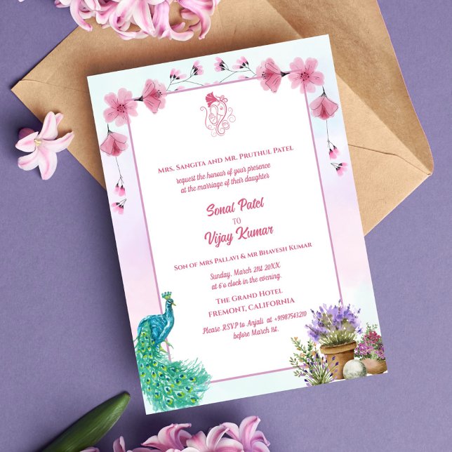 Convites Casamento Hindu de Ganesha (Criador carregado)