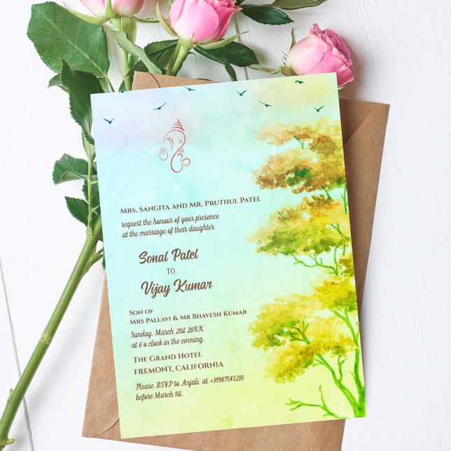 Convites Casamento Hindu de Ganesha (Criador carregado)