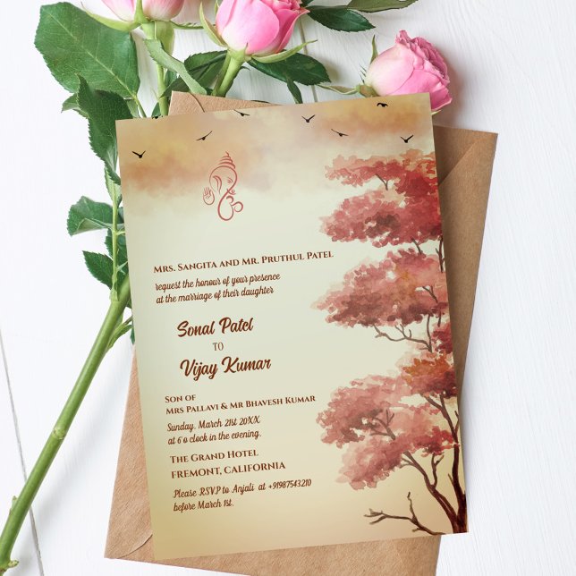 Convites Casamento Hindu de Ganesha (Criador carregado)