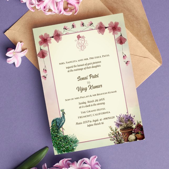 Convites Casamento Hindu de Ganesha (Criador carregado)