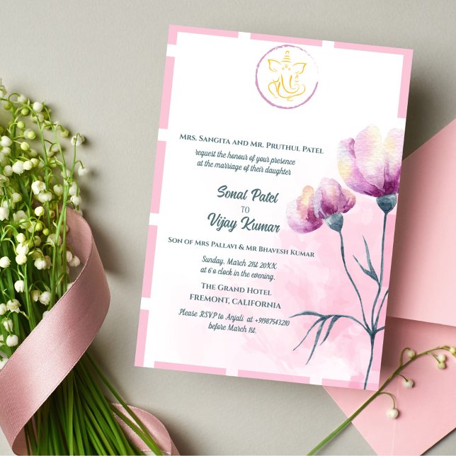 Convites Casamento Hindu de Ganesha (Criador carregado)