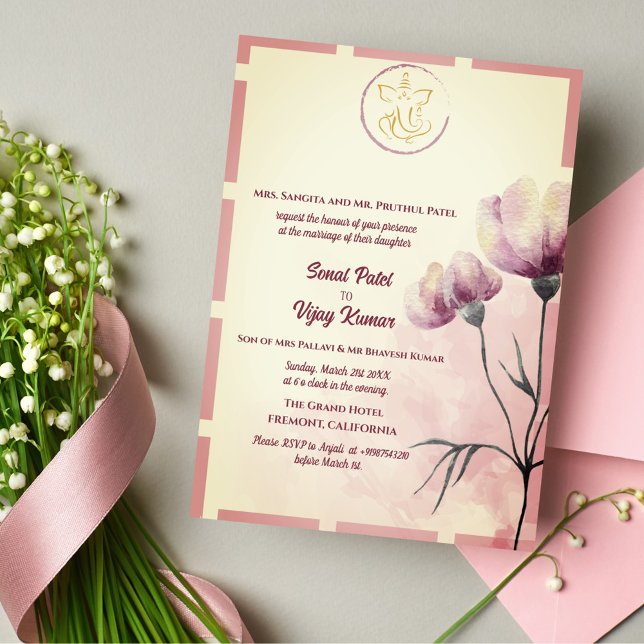 Convites Casamento Hindu de Ganesha (Criador carregado)