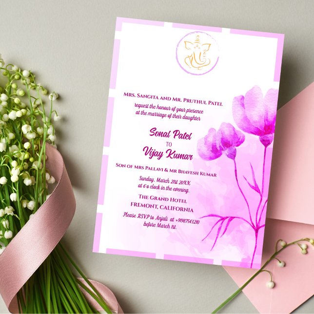 Convites Casamento Hindu de Ganesha (Criador carregado)