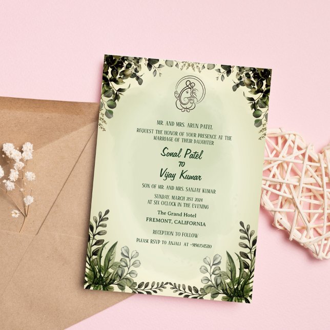 Convites Casamento Hindu de Ganesha (Criador carregado)