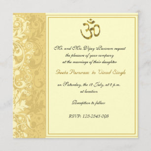 Convites Casamento Hindu Dourado