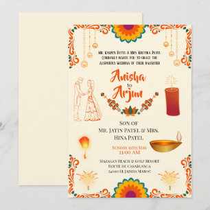 Convites Casamento Hindu Floral Digital