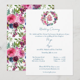 Convites Casamento Hindu Ganesh, Cor Floral Rosa,