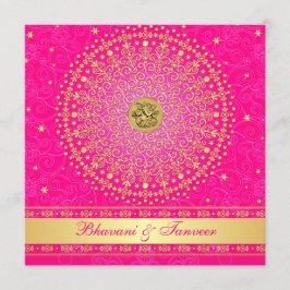 Convites Casamento | Hindu | Ganesh | Rosa, Dourado | Rolos