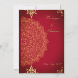 Convites Casamento Hindu Red Mandala