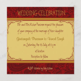Convites Casamento hindu vermelho e dourado