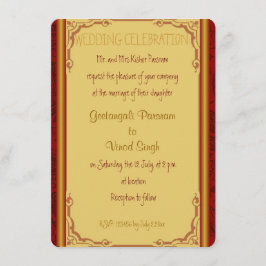 Convites Casamento hindu vermelho e dourado