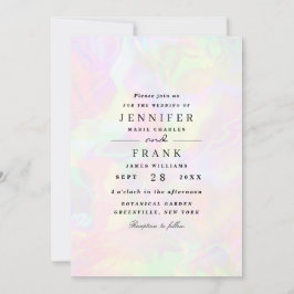 Convites Casamento Holográfico Moderno Elegante Iridescente