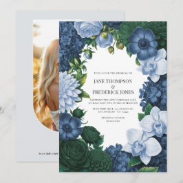 Convites Casamento Holstein Blue, Silver Slate & Smoky Pine