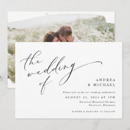 Convites Casamento Horizontal de Foto Romântica com Letra V