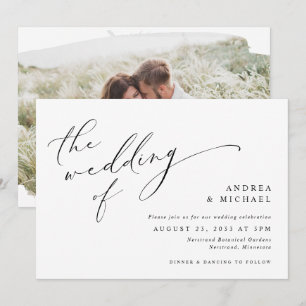 Convites Casamento Horizontal de Foto Romântica com Letra V