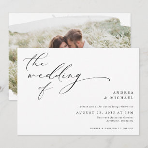 Convites Casamento Horizontal de Foto Romântica com Letra V