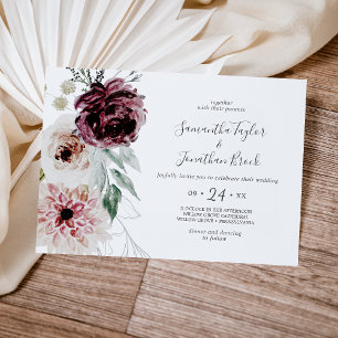 Convites Casamento Horizontal de Romance Floral