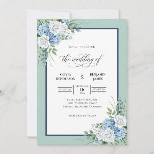 Convites Casamento Hortênsia Periwinkle Menta Eucalipto Cin