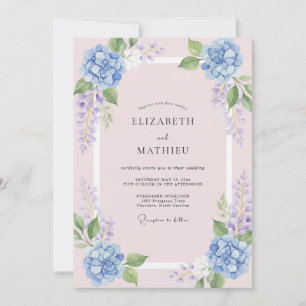 Convites Casamento Hortênsia Wisteria Azul-Violeta