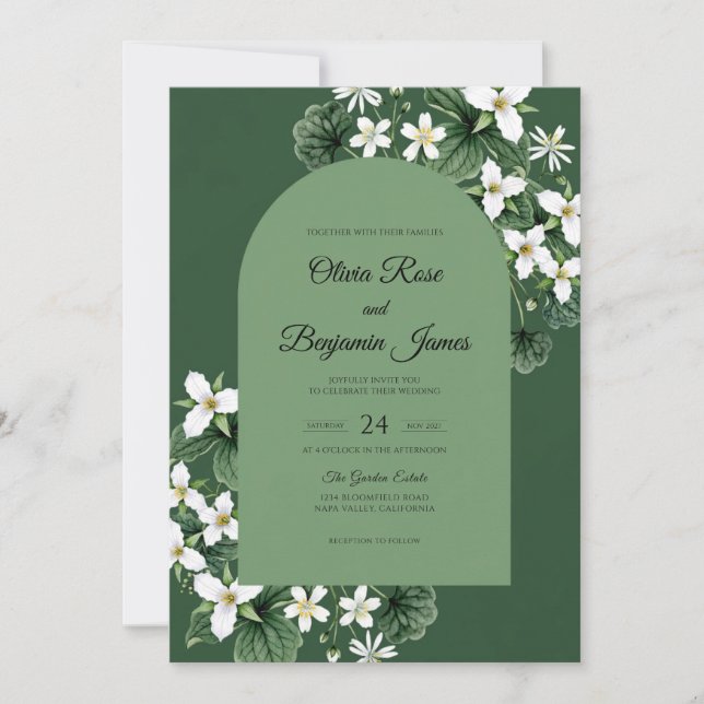 Convites Casamento Hunter Jasmine Leaf (Frente)