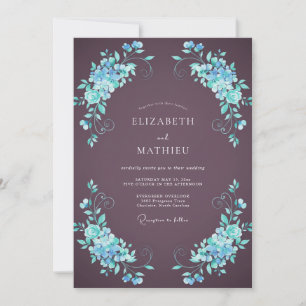 Convites Casamento Hydrangea Água- Marinha Amora