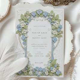 Convites Casamento Hydrangeas Art Nouveau