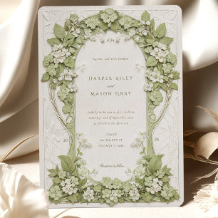 Convites Casamento Hydrangeas Art Nouveau