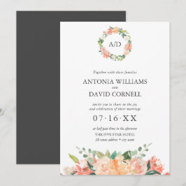 Convites Casamento I do Monograma Botânico de Pessegueira F