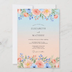 Convites Casamento Idílico de Verão com Céu Azul e Pêssego