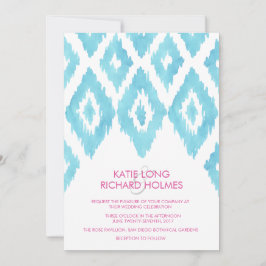 Convites Casamento Ikat Azul Turquesa