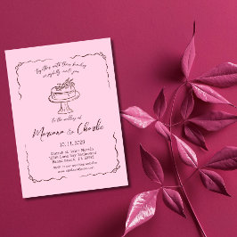 Convites Casamento Ilustrado à Mão com Rosa Caprichoso